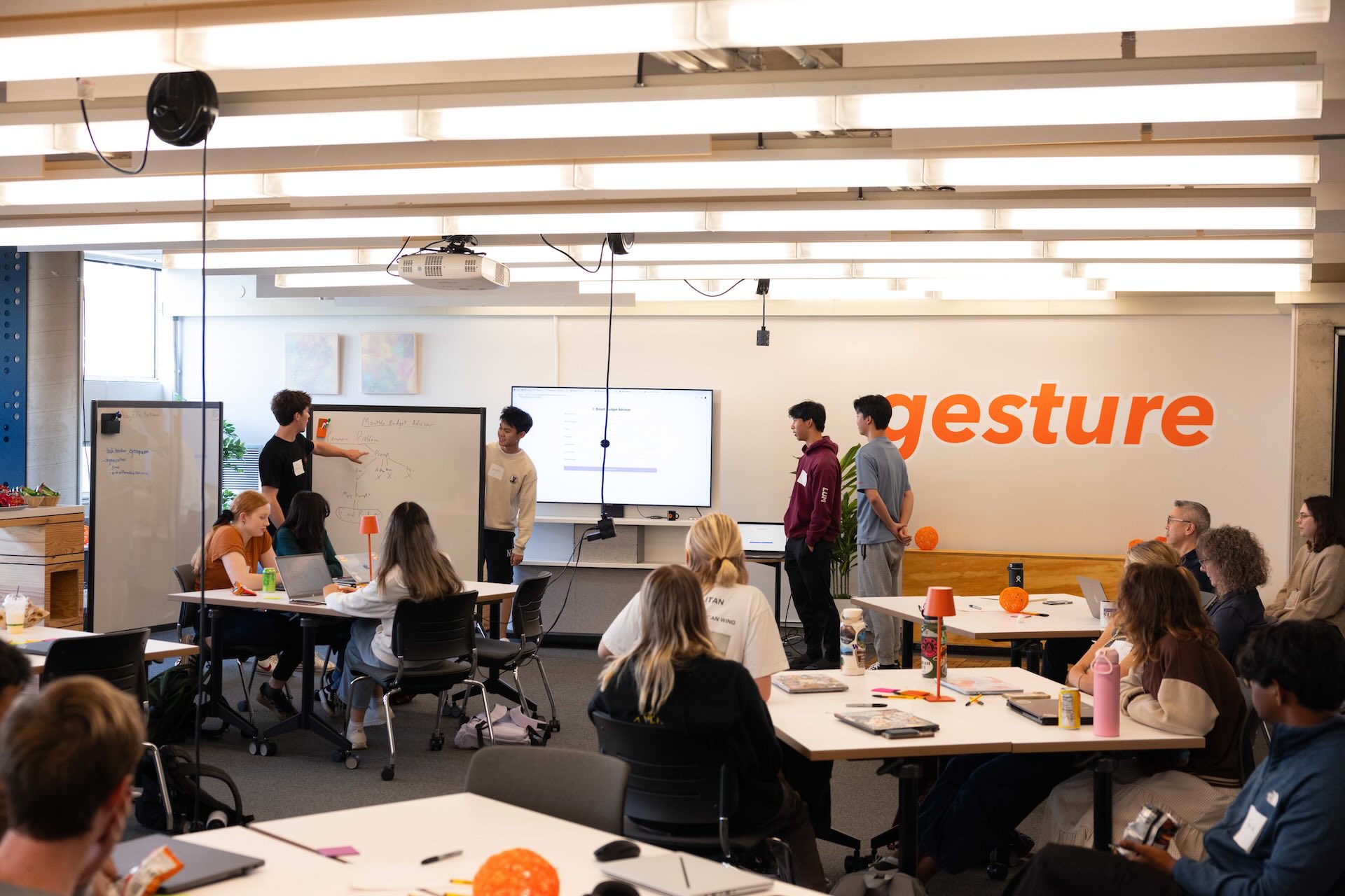 Students making a presentation to a group